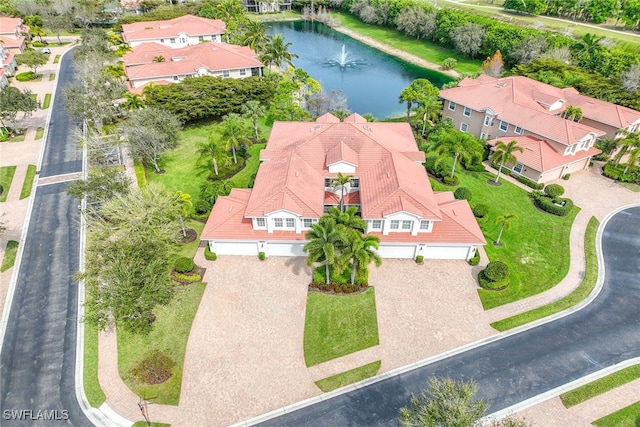 bird's eye view featuring a water view