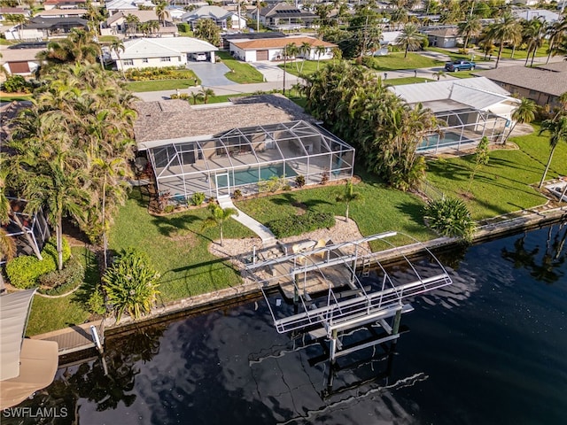 bird's eye view featuring a water view