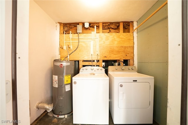 laundry area with separate washer and dryer and electric water heater