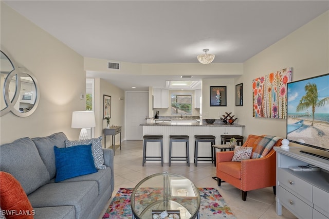 view of tiled living room