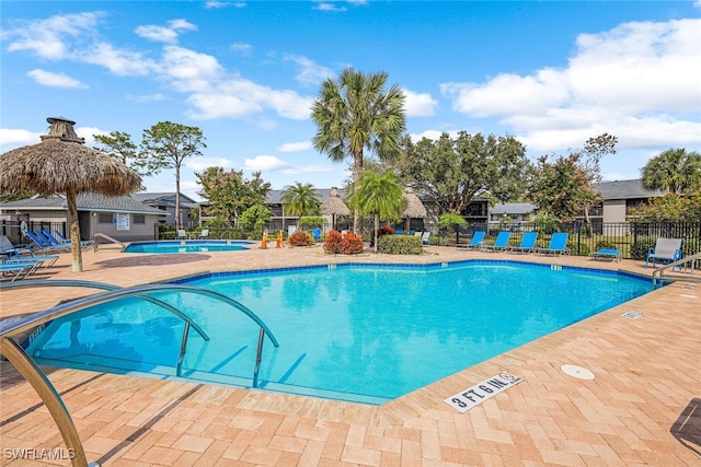 view of pool featuring a patio area