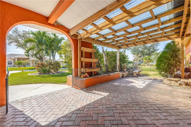 view of patio with a pergola