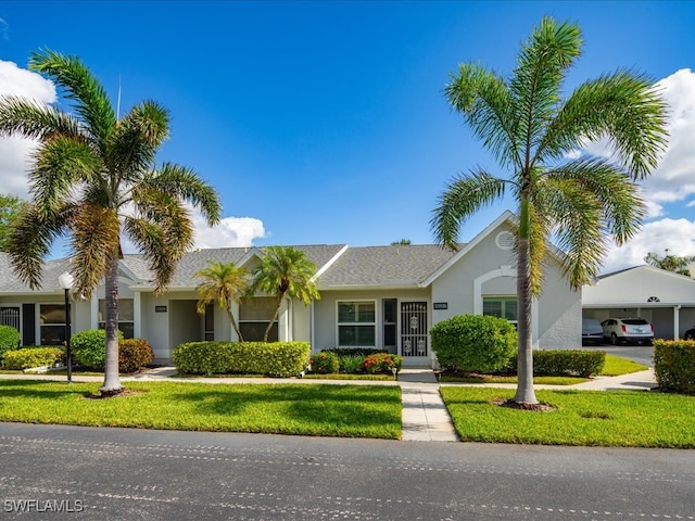 ranch-style house with a front yard