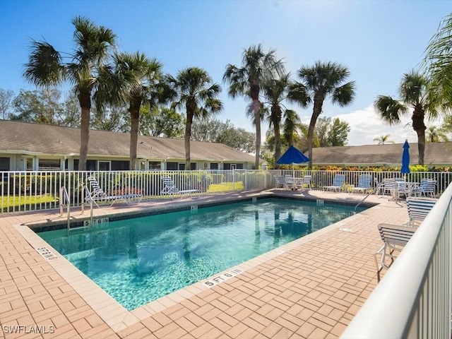 view of pool featuring a patio