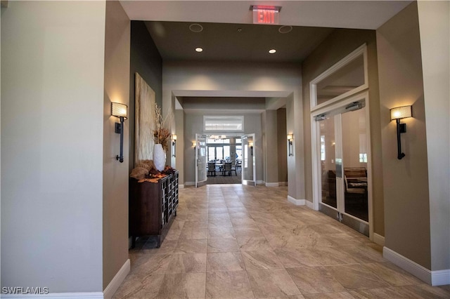 hallway with french doors