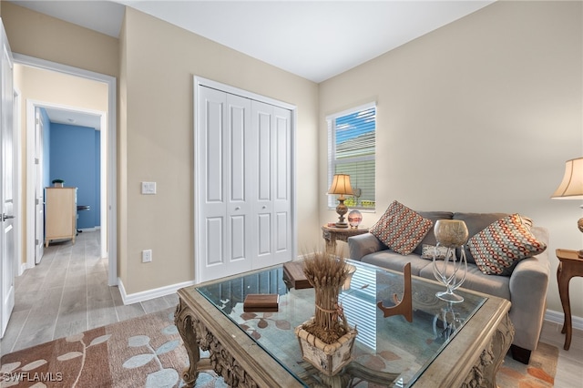 living room featuring light hardwood / wood-style flooring