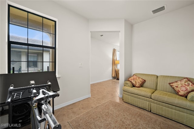 view of tiled living room