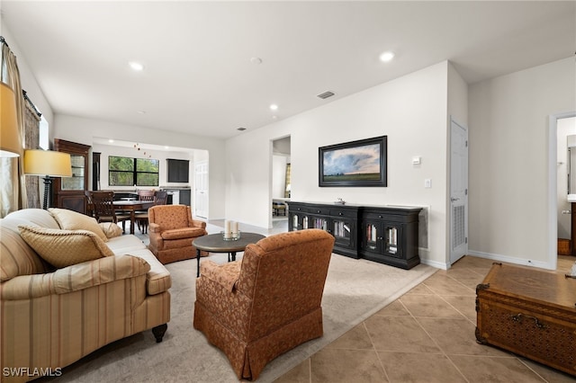 view of tiled living room