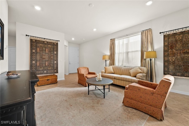 view of tiled living room