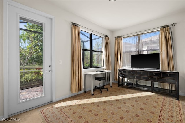 home office featuring tile patterned floors