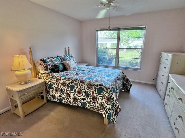 bedroom with carpet and ceiling fan