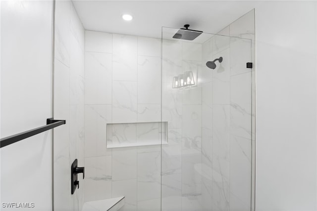 bathroom featuring walk in shower