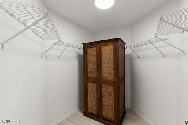 spacious closet featuring light hardwood / wood-style flooring