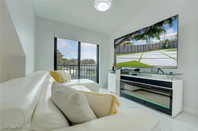 interior space featuring lofted ceiling