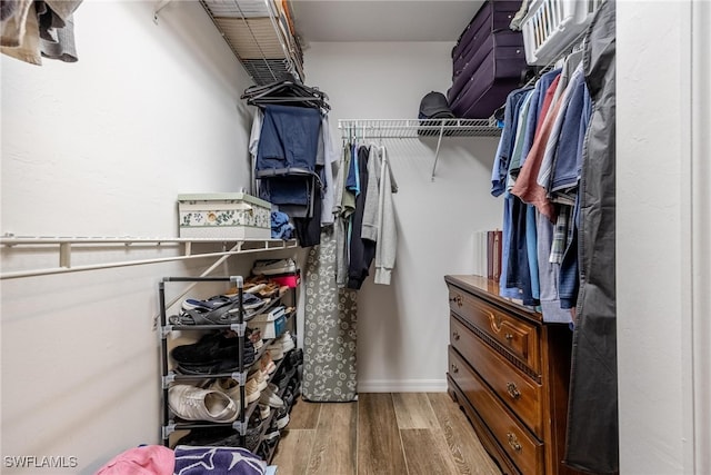 spacious closet with light wood-type flooring