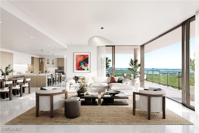 5100 Baybridge Blvd Unit 1901, Estero, FL 33928 - living room featuring a wall of windows and recessed lighting