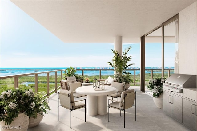 5100 Baybridge Blvd Unit 1901, Estero, FL 33928 - balcony featuring a water view and an outdoor kitchen
