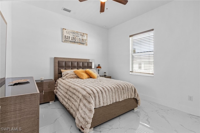 bedroom featuring ceiling fan