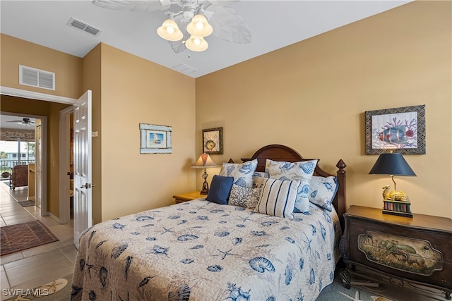 bedroom featuring tile patterned floors