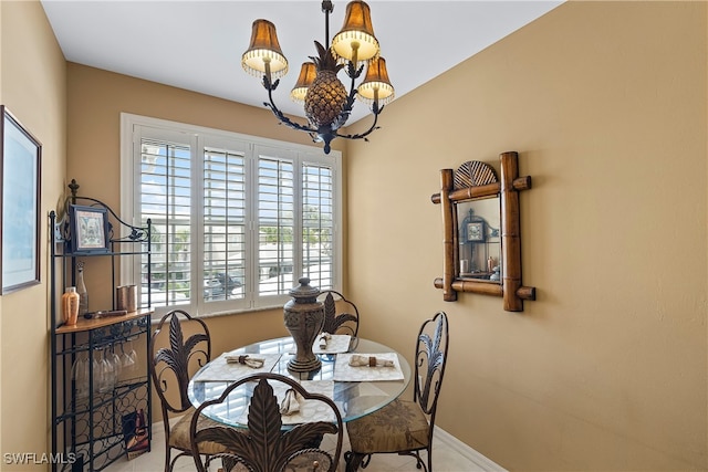 dining room featuring an inviting chandelier