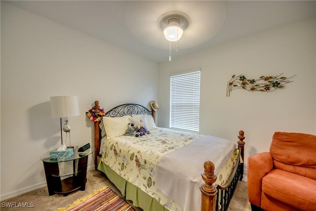 bedroom featuring carpet flooring and ceiling fan