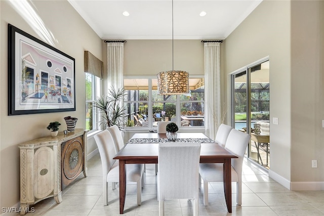 view of tiled dining room