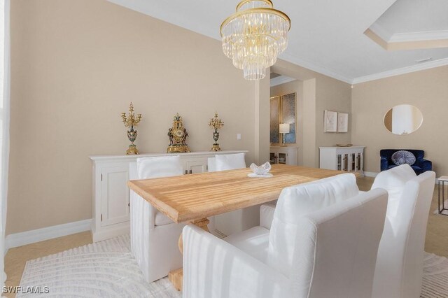 3741 Pleasant Springs Dr, Naples, FL 34119 - dining area featuring ornamental molding, baseboards, and a chandelier