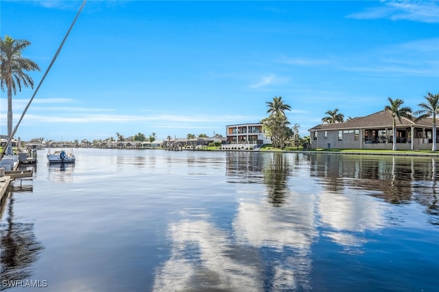 water view with a boat dock