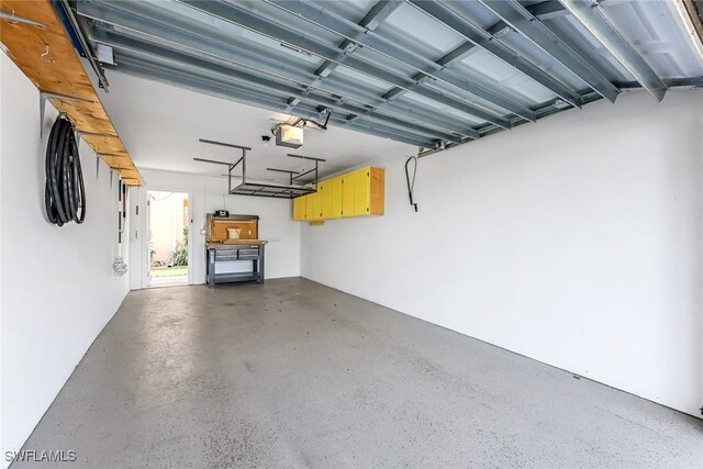 garage with a garage door opener