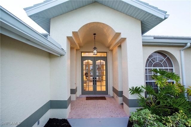 view of exterior entry with french doors