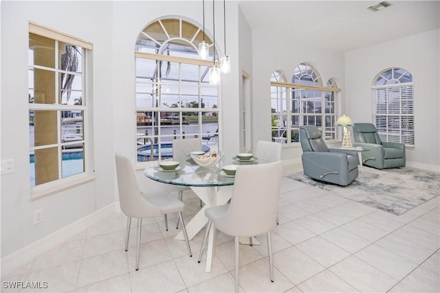 view of tiled dining area