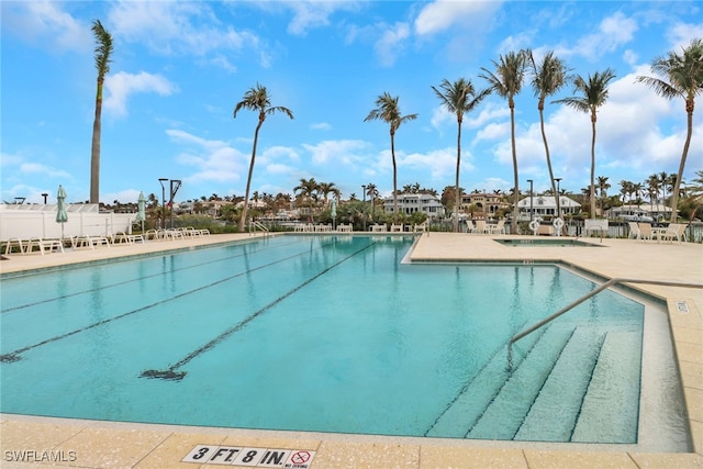 view of pool featuring a patio