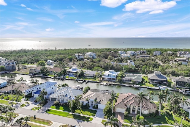 bird's eye view featuring a water view