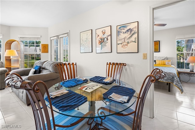 tiled dining room with a healthy amount of sunlight