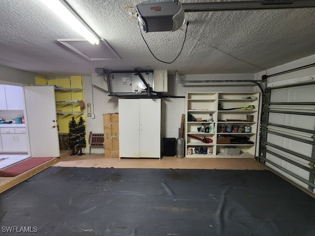 garage with a garage door opener