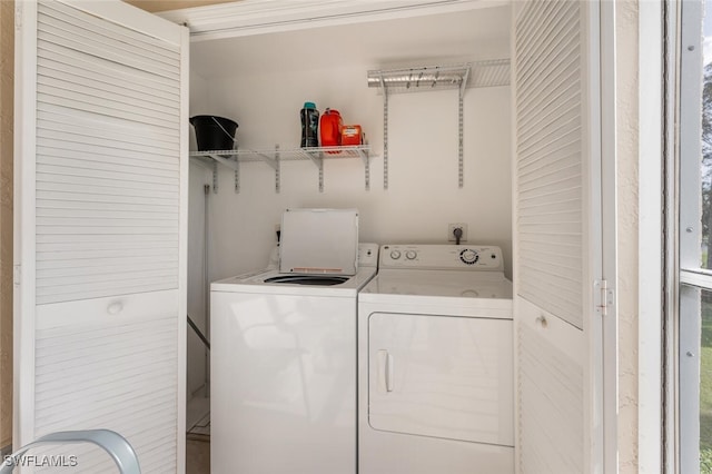 laundry room with independent washer and dryer