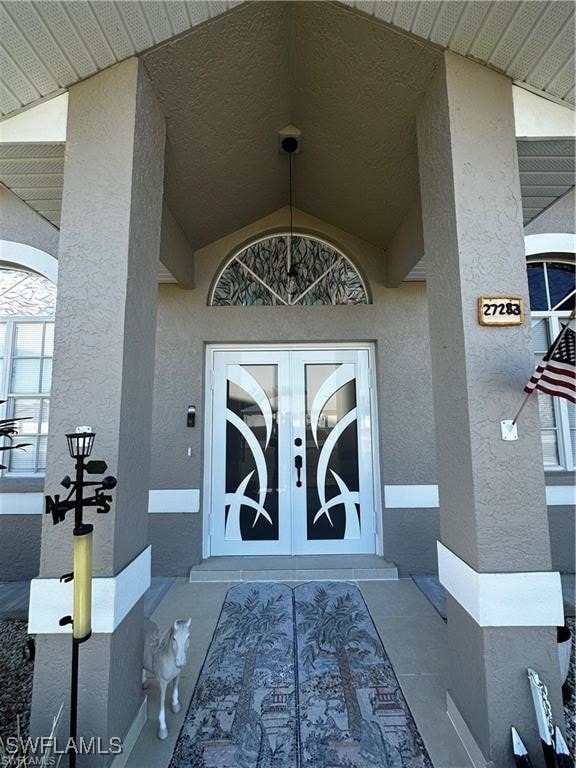 property entrance with french doors