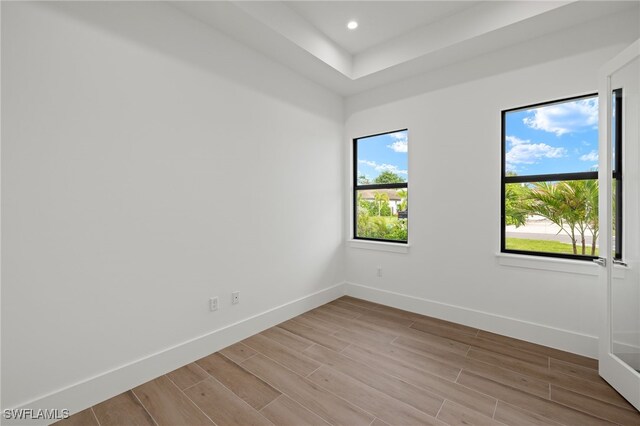 unfurnished room featuring light wood-type flooring