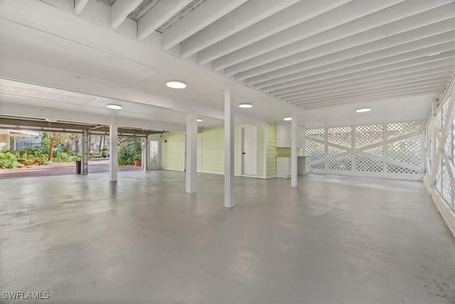 garage featuring recessed lighting