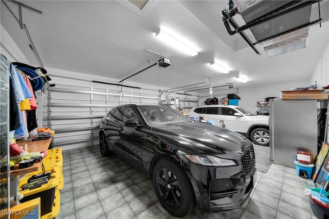 garage with a garage door opener