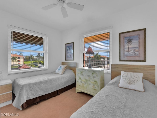 bedroom with carpet and ceiling fan