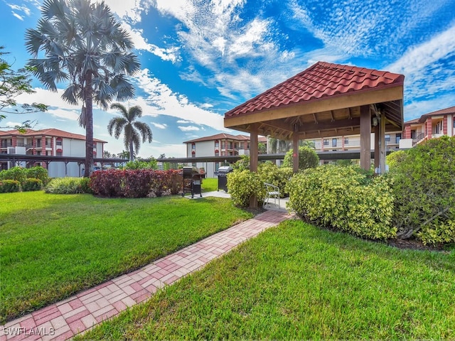 view of yard with a gazebo