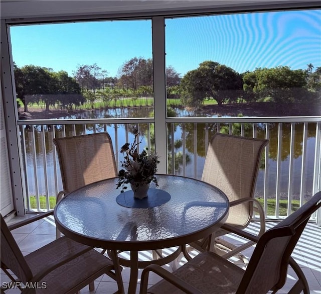 balcony with a water view