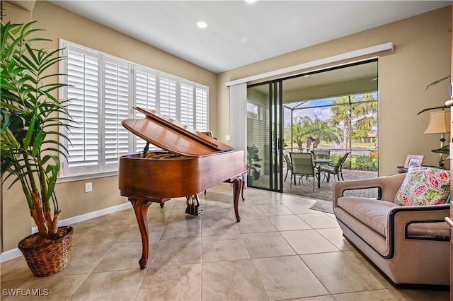 interior space with light tile patterned flooring