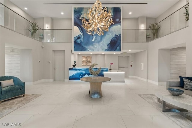 4951 Bonita Bay Blvd Unit 2205, Bonita Springs, FL 34134 - community lobby with a high ceiling and recessed lighting