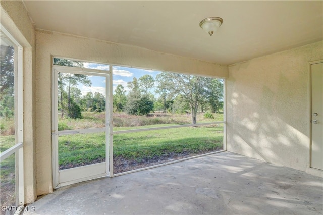 view of unfurnished sunroom