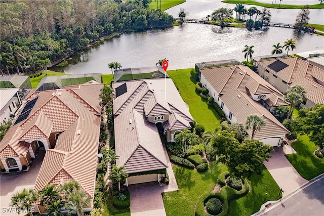 bird's eye view featuring a water view