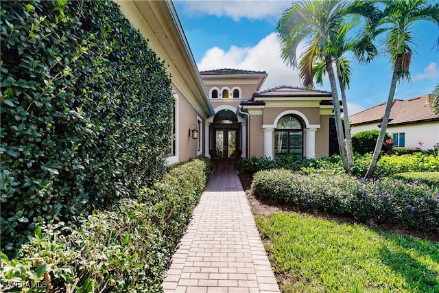 property entrance with french doors