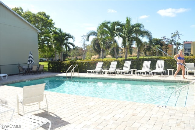 view of pool featuring a patio