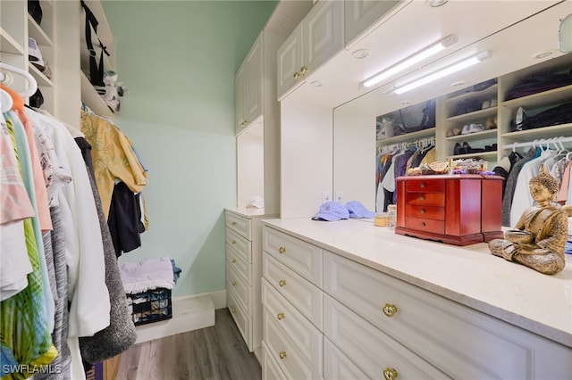 walk in closet featuring hardwood / wood-style floors